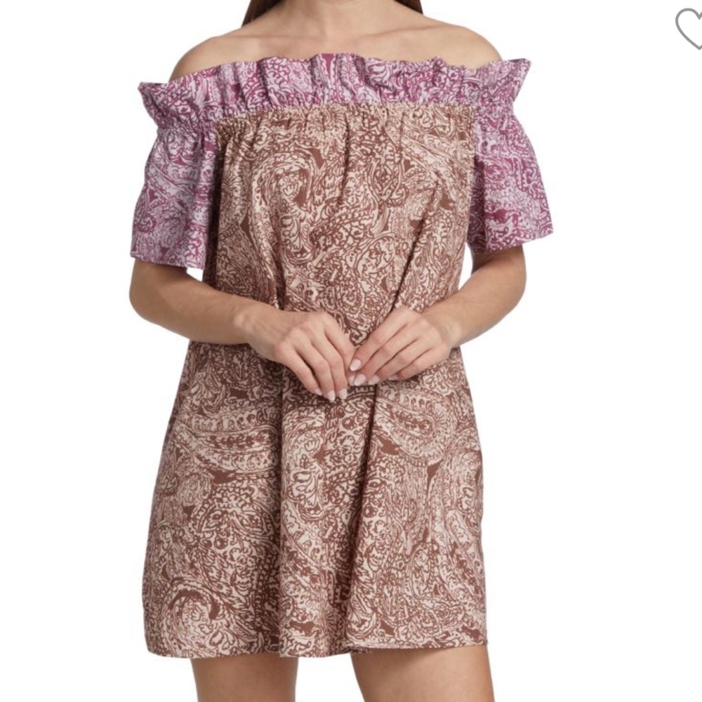NWT Free People Paisley Sophie Off The Shoulder Babydoll Dress Size M